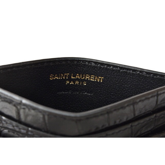 Saint Laurent Coin Case Card Case Tiny Monogram Crocodile Black - Picture 6 of 6